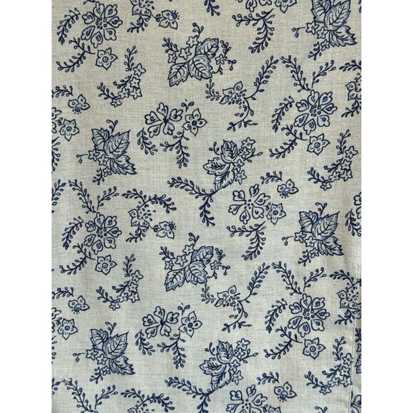 Women's Woolrich Ivory Blue Floral Button Up Shirt Size LG Linen Cotton - Picture 4 of 6